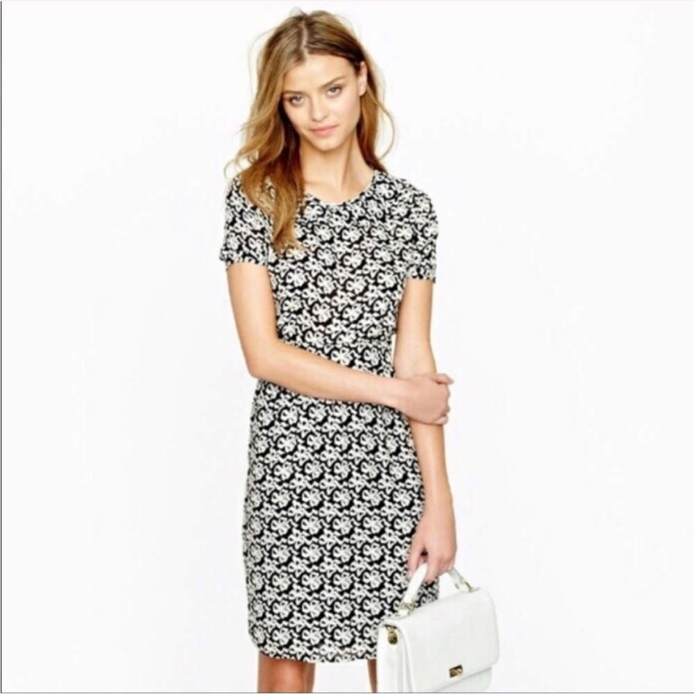 J. Crew Bow Short Sleeve Silk Chiffon Dress Peter Pan Collar Women’s Size 0